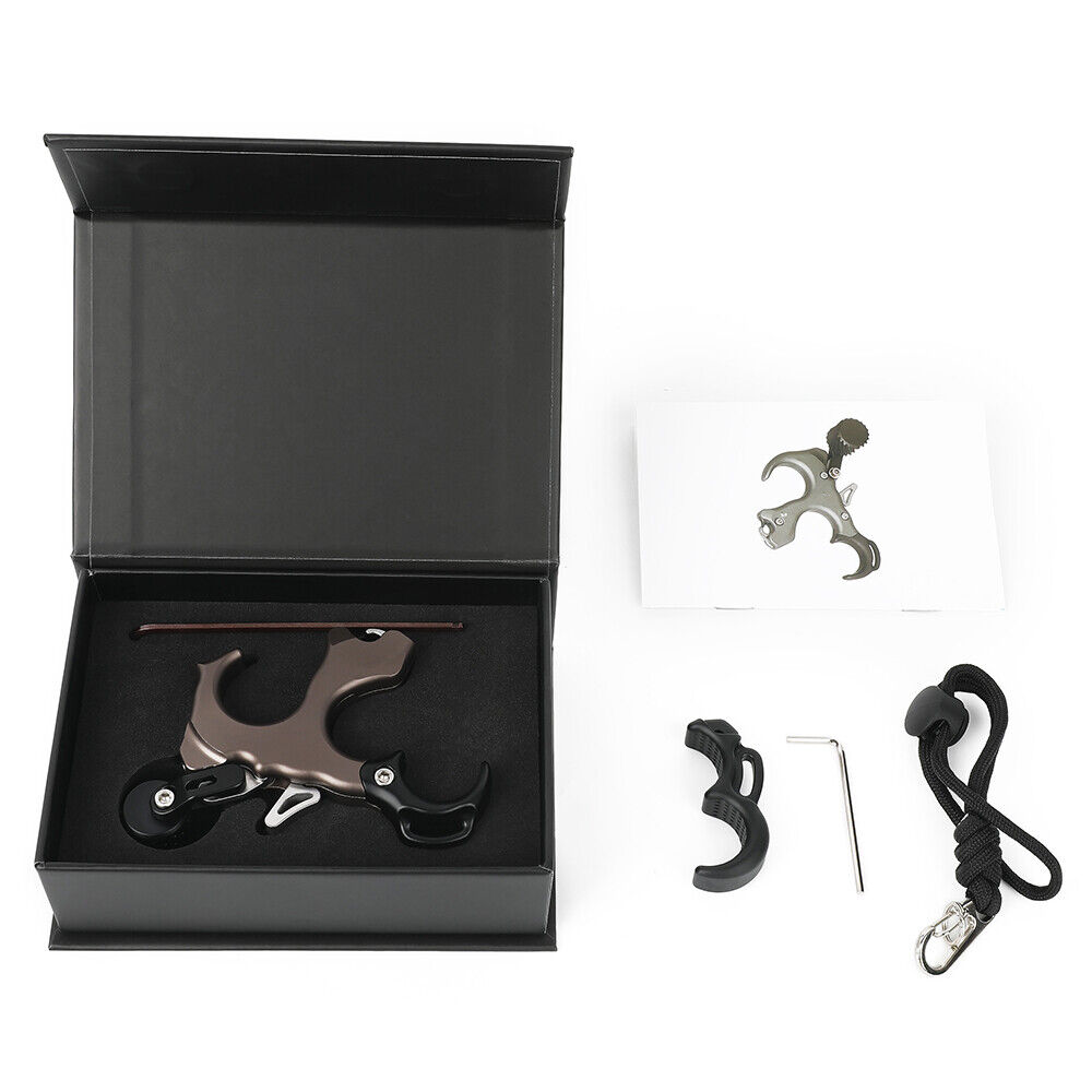 3 4Finger Release Aid Trigger Thumb Button Grip Caliper Archery CompoundBow